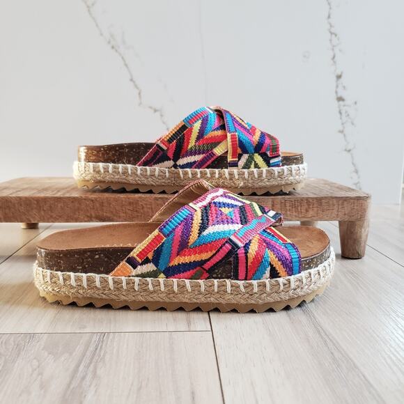 Damara Baasu Espadrille Sandals Womens 6 Woven Boho Cork Platform Made in Mexico - Picture 1 of 7